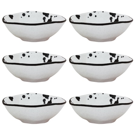 Manhattan Comfort RYO 6 Large Dinner 20.29 oz Soup Bowls in Black and White RM08-9605